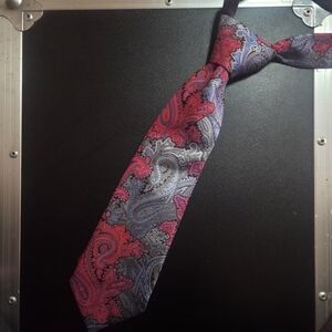 Ermenegildo Zegna Red and Gray Paisley Tie